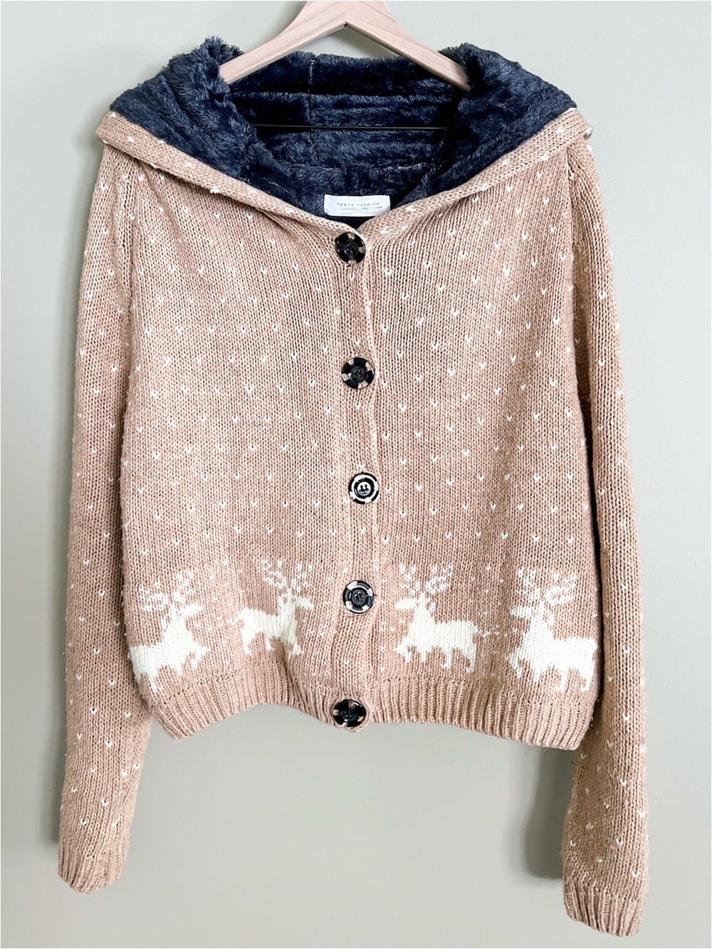 Tokyo Fashion Cozy Knit Hooded Cardigan Sweater One Size